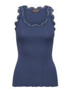 Rwbabette Silk Sl U-Neck Long Lace Blue Rosemunde