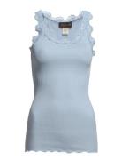 Rwbabette Silk Sl U-Neck Long Lace Blue Rosemunde