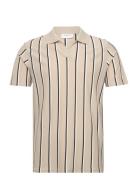 Striped Piqué Polo Shirt S/S Beige Lindbergh