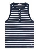 Gold Button Henley Top Navy Tommy Hilfiger