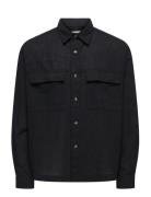 Onscaiden Ls Overshirt Linen Blend Black ONLY & SONS