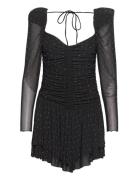 Mesh Mini Ruffle Dress Black ROTATE