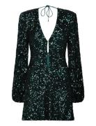 Sequins Mini Flowy Dress Green ROTATE
