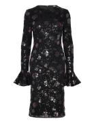 Lace Fitted Midi Dress Black ROTATE