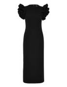 Crepe Puffy Midi Dress Black ROTATE