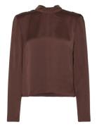 Satin Drapy Back Top Brown ROTATE