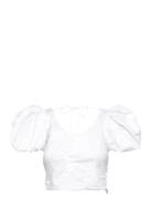 Puff Sleeve Cotton Top White ROTATE