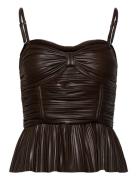 Pleated Sleeveless Top Brown ROTATE