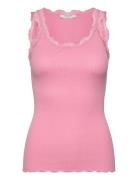 Rwbabette Silk Sl U-Neck Long Lace Pink Rosemunde