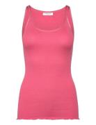 Rwbelle Silk U-Neck Strap Elastic T Pink Rosemunde