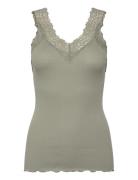Organic Top W/ Lace Khaki Rosemunde