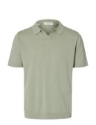 Slhmattis Ss Linen Blend Open Polo Noos Green Selected