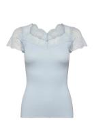 Rwbeatha Silk Capsleeve T-Shirt Blue Rosemunde