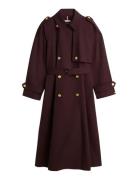 Over D Cotton Trench Coat Burgundy Tommy Hilfiger