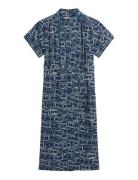 Linen Belted Knee Ss Shirt Dress Navy Tommy Hilfiger