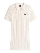 Tjw Gmd Cable Sweater Polo Dress Cream Tommy Jeans