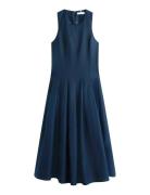 Linen Blend Hourglass Midi Drs Navy Tommy Hilfiger