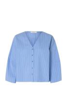 Slfbea 3/4 V Neck Shirt B Blue Selected
