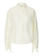 Slfiris Relaxed Ls Tie Detail Shirt B Cream Selected