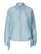 Slfiris Relaxed Ls Tie Detail Shirt B Blue Selected