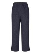 Stretch Jacquard, Elasticated Waistband Cropped Pants Navy STINE GOYA