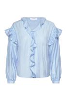 Longsleeved Blouse With Frills Blue Coster Copenhagen