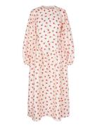 Flat Textured Poly, Long Sleeve Voluminous Dress White STINE GOYA