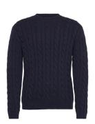 August Cable Knitted Jumper Navy Clean Cut Copenhagen