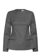 Athina Tailored Long Sleeve Blouse Grey Malina