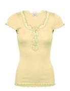 Rwbeatha Silk Capsleeve Button T-Sh Yellow Rosemunde