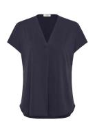 Rwelma Modal V-Neck Top Navy Rosemunde