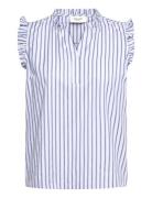 Rwulla Sl Frill Top Blue Rosemunde