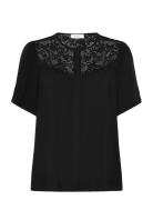 Rwelif Ss Lace Blouse Black Rosemunde