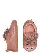 Horse Leather Slippers Pink Melton