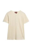 Merchant Ss Grandad Jersey Top Cream Superdry