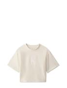 Velvet Monogram Boxy S/S T-Shirt Cream Calvin Klein