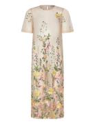 Fuschia Midi Dress Cream A-View
