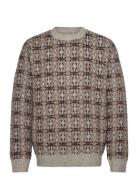 Brushed Intarsia Crew Neck Jumper Brown Lyle & Scott