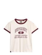 Athletic Ringer Fitted Tshirt Cream Superdry