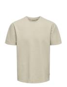 Onskian Life Reg Seersucker Ss Tee Noos Beige ONLY & SONS