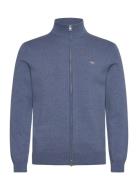 Cotton Knit Zip Cardigan Blue GANT