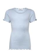 Rkbalta Modal Ss Lace T-Shirt Blue Rosemunde Kids