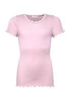 Rkbalta Modal Ss Lace T-Shirt Pink Rosemunde Kids