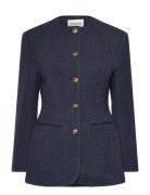 Carol Fitted Round Neck Blazer Navy Malina