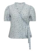 Peony Wrap Blouse Blue A-View