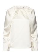 Evie Pleated Neckline Blouse Cream Malina