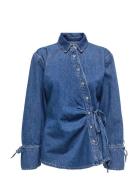 Onlsmilla Ls Asym Tie Shirt Dnm Cs Sik Blue ONLY