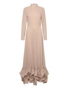 Chiffon Maxi Ruffle Dress Beige ROTATE
