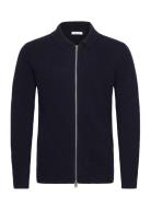 Lambswool L/S Cardigan With 2-Way Zip Navy Lindbergh