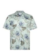 Aop Floral Lyocell Blend Shirt S/S Blue Lindbergh
